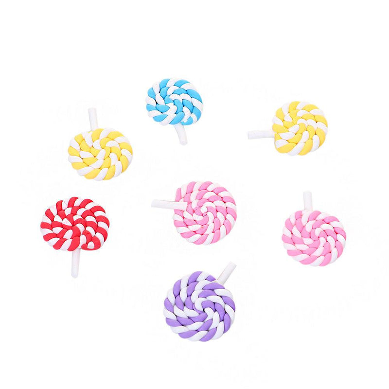 SALE 4 Lollipop Polymer Clay Charms Assorted Colors - E402