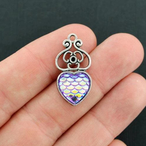4 Mermaid Scale Stainless Steel Cabochon Charms - Z550