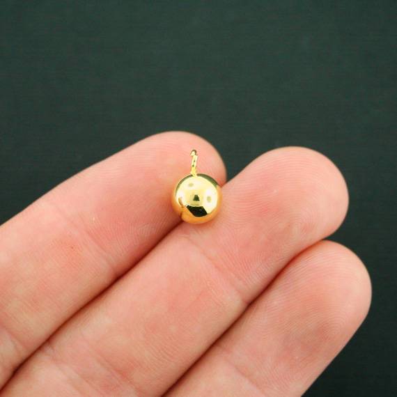 4 Round Ball Gold Tone Charms 3D - GC296