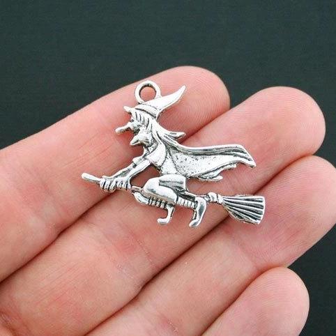 4 Witch Antique Silver Tone Charms - SC3888