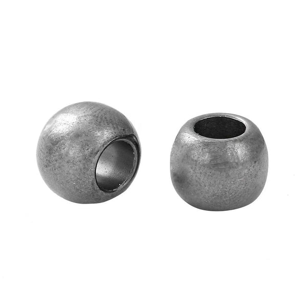 Perles Acryliques Rondes 11mm - Argent Gunmetal - 40 Perles - BD018