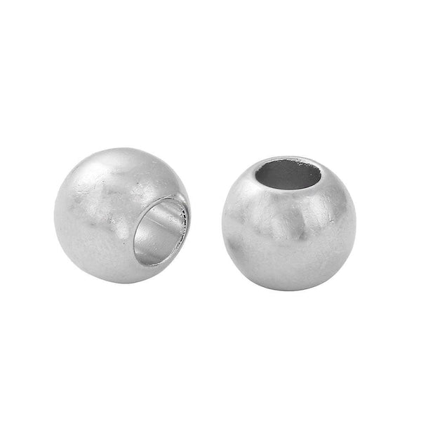 Round Acrylic Beads 12mm - Metallic Silver - 40 Beads - BD035