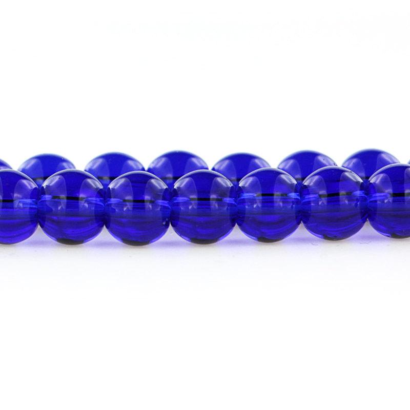 Perles de Verre Rondes 8mm - Bleu Nuit - 1 Rang 40 Perles - BD720