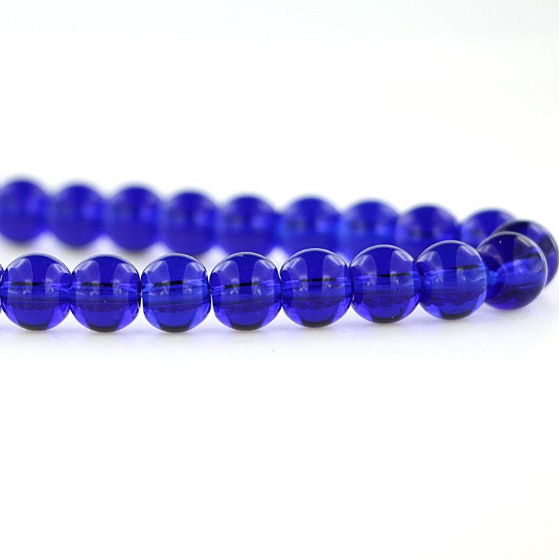 Perles de Verre Rondes 8mm - Bleu Nuit - 1 Rang 40 Perles - BD720