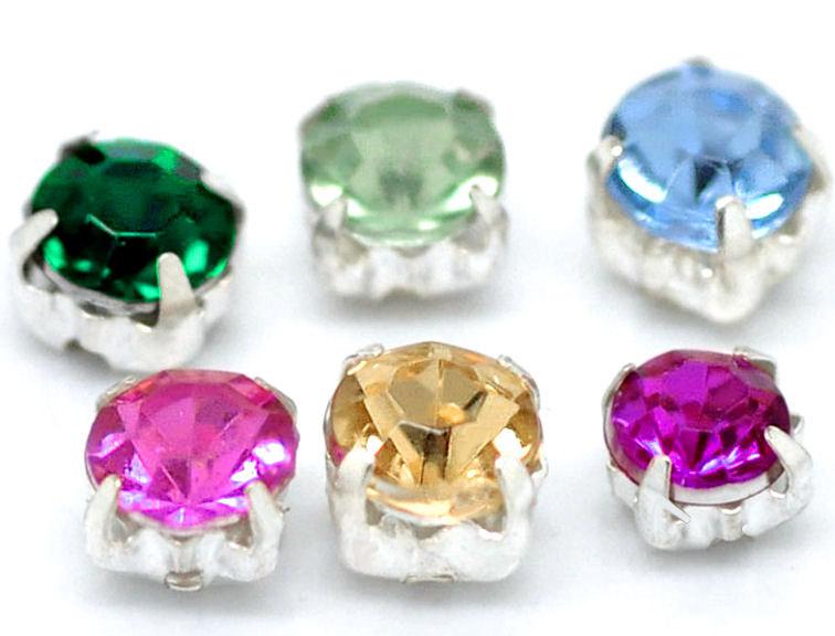 Rhinestone Spacer Beads 5mm - Assorted Rainbow Colors - 40 Beads - SC1923