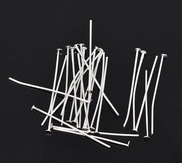 Silver Tone Flat Head Pins - 35mm - 400 Pieces - PIN37