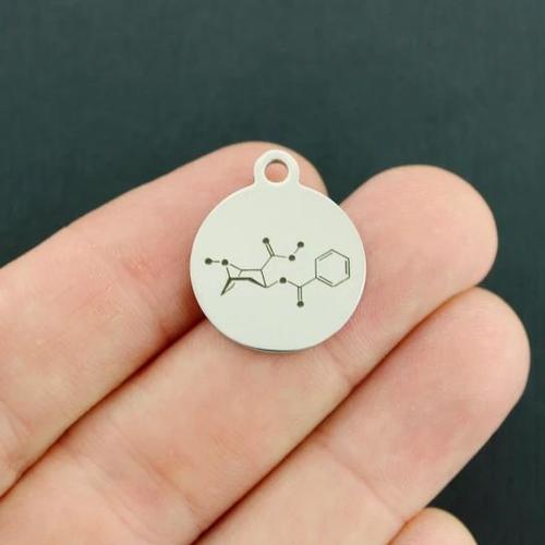 Cocaine Molecule Stainless Steel Charms - BFS001-4010