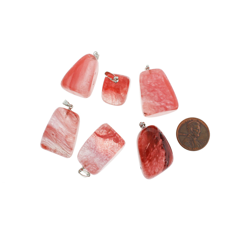 2 Cherry Quartz Gemstone Pendants 3D - GEM142