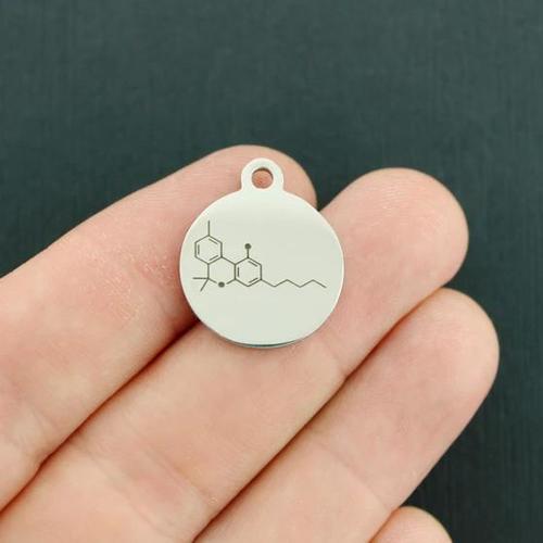 THC Molecule Stainless Steel Charms - BFS001-4027