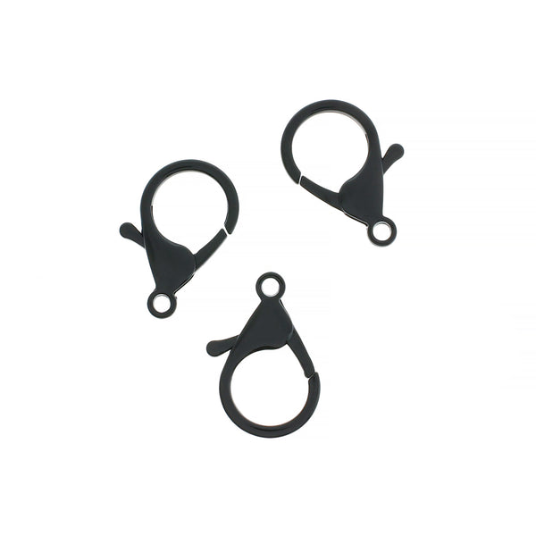 Black Enamel Lobster Clasps 35mm x 23mm - 20 Clasps - FD1033