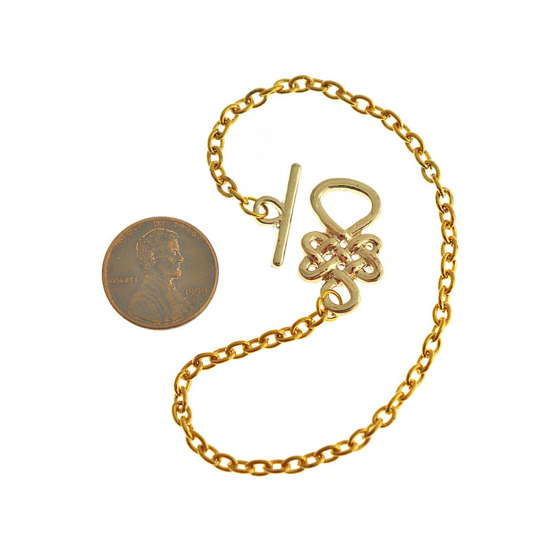 Gold Tone Cable Chain Bracelet 8" - 3mm - 1 Bracelet - N474