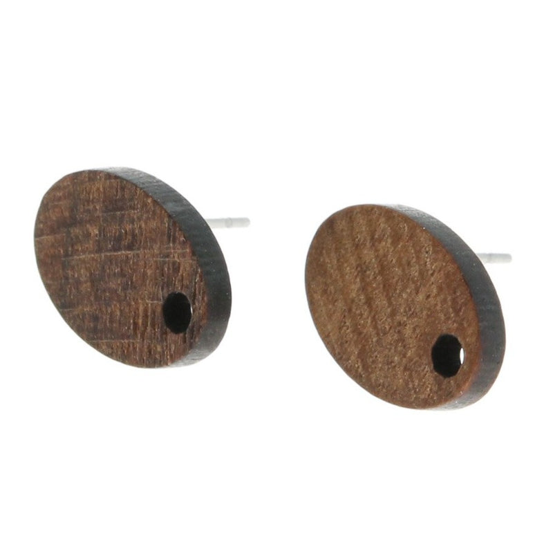 Boucles d'oreilles en bois en acier inoxydable - Goujons géométriques - 15 mm x 10 mm - 2 pièces 1 paire - ER122