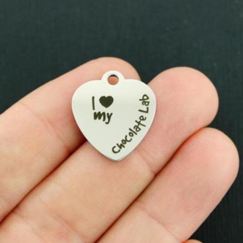 Chocolate Lab Stainless Steel Charms - I love my - BFS011-4092
