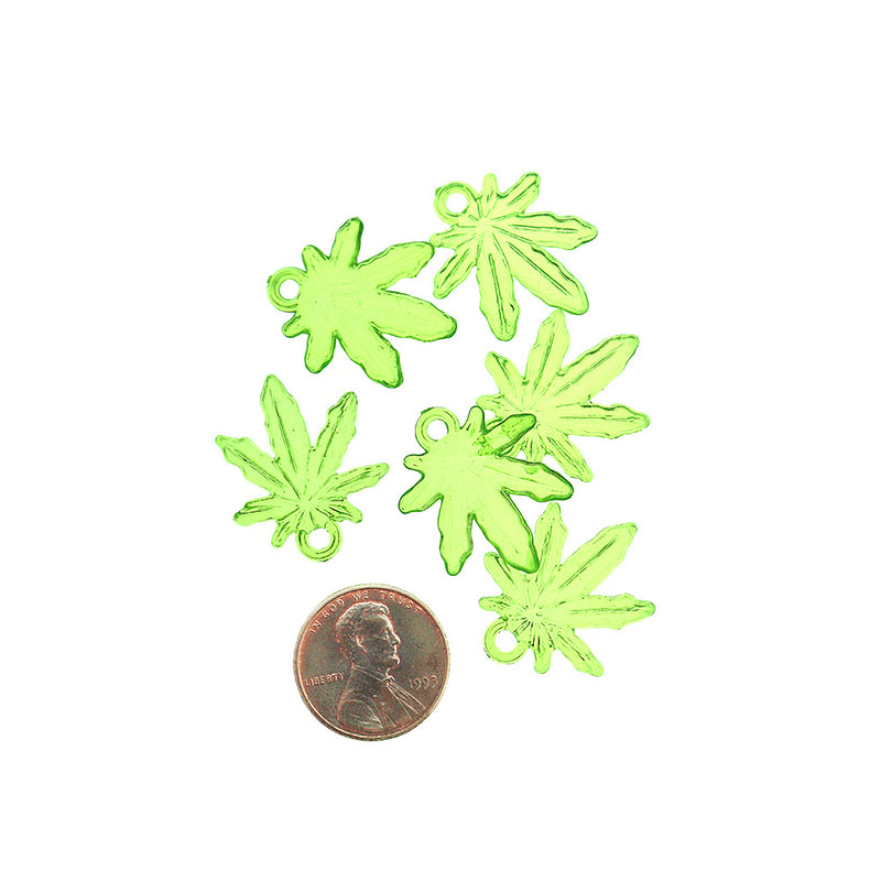 50 Marijuana Weed Leaf Acrylic Charms - K048