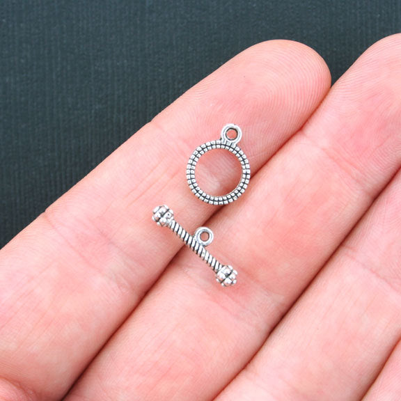 Silver Tone Toggle Clasps 13mm x 11mm - 20 Sets 40 Pieces - SC3019