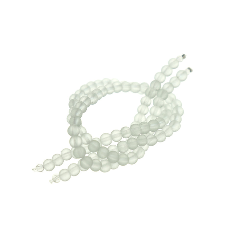 Round Cultured Sea Glass Beads 4mm - Pale Aqua - 1 Strand 48 Beads - U176