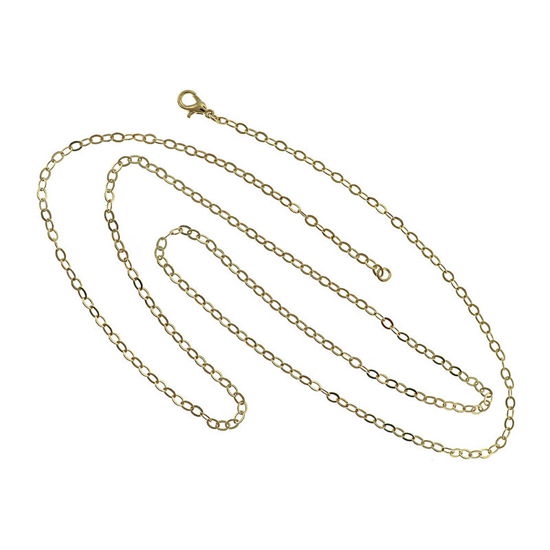 Gold Tone Brass Cable Chain Necklace 32"- 3mm - 10 Necklaces - N610