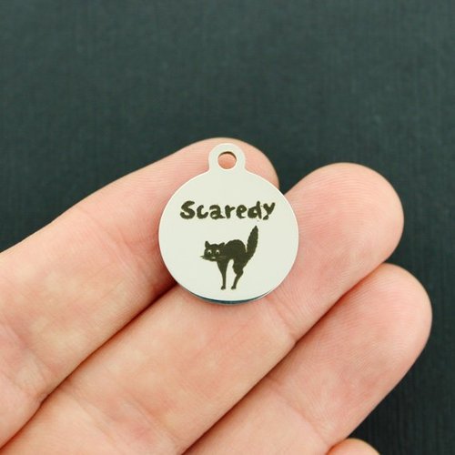 Scaredy Cat Stainless Steel Charms - BFS001-4126