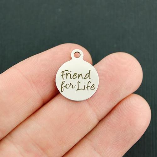Friend for Life Stainless Steel Small Round Charms - BFS002-4160