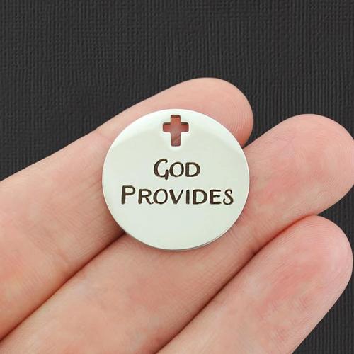 God Provides Stainless Steel Cross Charms - BFS023-4175