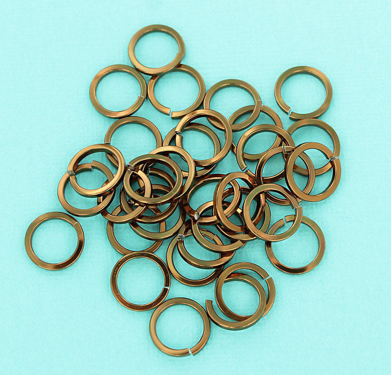 Anneaux de jonction en bronze 13 mm x 1,6 mm - Calibre 14 ouvert - 25 anneaux - MT010