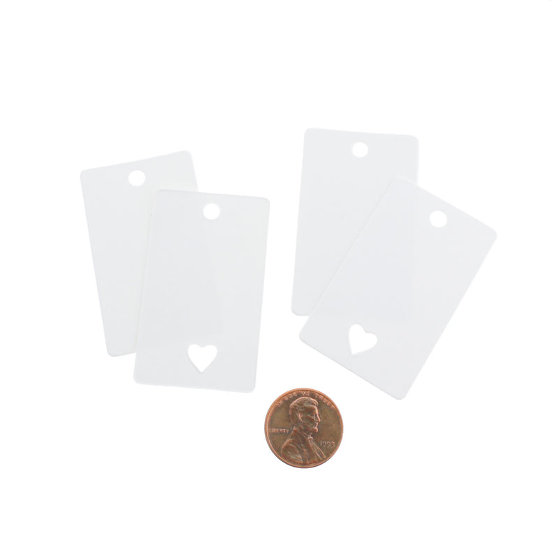 50 White Paper Tags With Heart Cutout - TL122