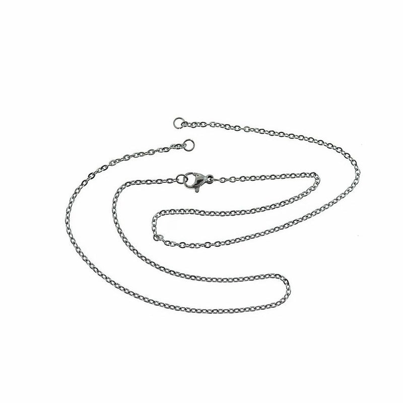 Stainless Steel Cable Chain Connector Necklace 18.5" - 2mm - 1 Necklace - N623