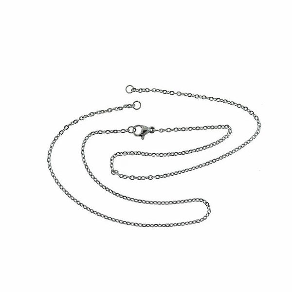 Stainless Steel Cable Chain Connector Necklace 18.5" - 2mm - 10 Necklaces - N623