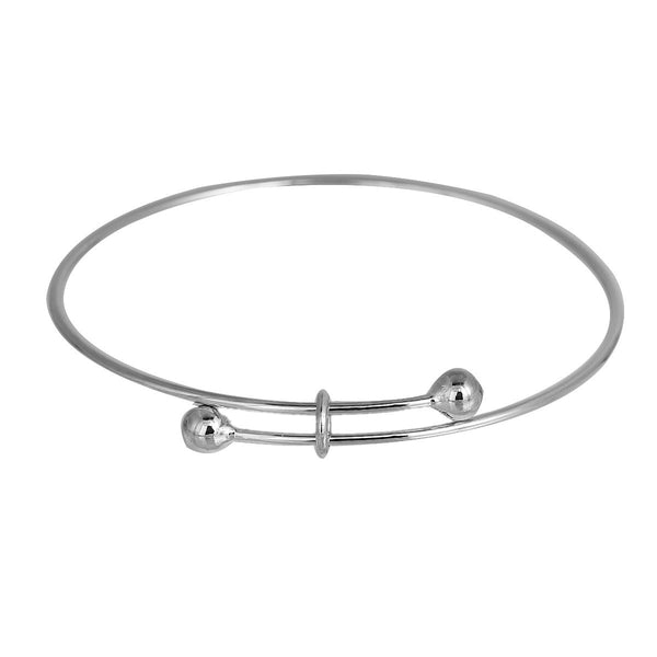 Bracelet jonc ajustable ton argent - 65 mm - 1 jonc - N208