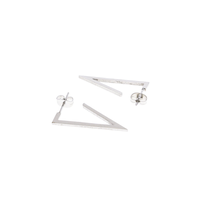 Stainless Steel Earrings - Triangle Studs - 30mm x 20mm - 2 Pieces 1 Pair - ER246