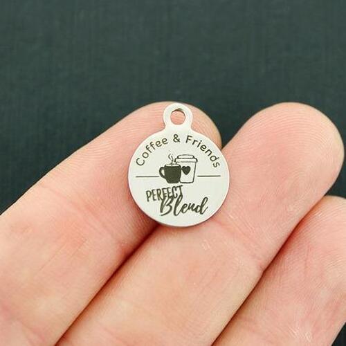 Coffee & Friends Stainless Steel Small Round Charms - Perfect Blend - BFS002-4229