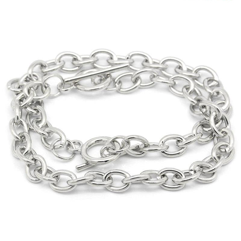 Bracelet chaîne câble ton argent antique 8" - 7,6 mm - 1 bracelet - N046