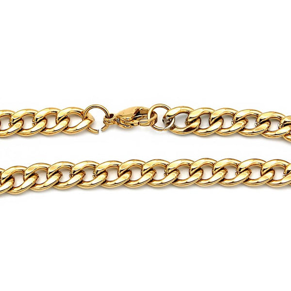 Gold Stainless Steel Curb Chain Bracelet 8.5" - 7mm - 1 Bracelet - N732
