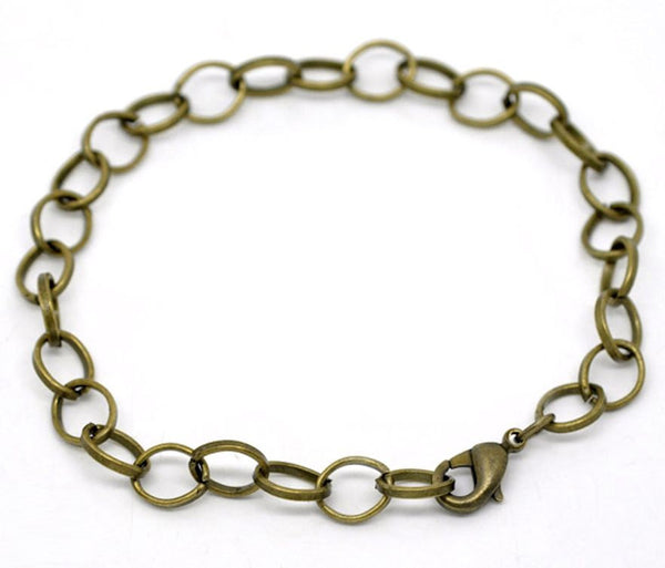 Bracelet chaîne câble ton bronze antique 8" - 4,3 mm - 6 bracelets - N062