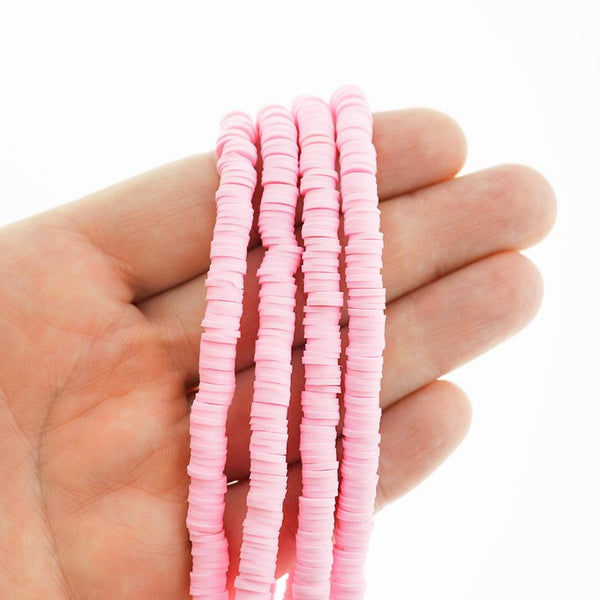 Heishi Polymer Clay Beads 6mm x 1mm - Pale Pink - 1 Strand 320 Beads - BD2633