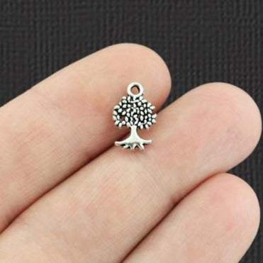 20 Tree Antique Silver Tone Charms 2 Sided - SC2177
