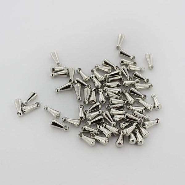 Silver Tone Chain Drop - 9mm x 4mm - 10 Pieces - SC5863