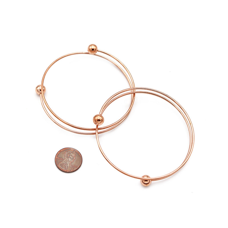 Rose Gold Stainless Steel Wrap Bangle 60mm ID - 1.7mm - 1 Bangle - N676