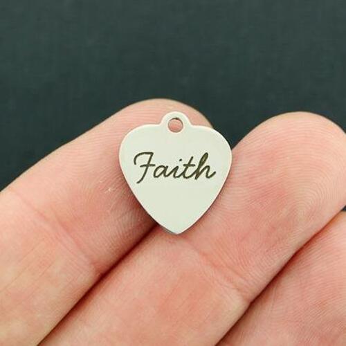 Faith Stainless Steel Small Heart Charms - BFS012-4303