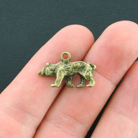 4 Bear Antique Bronze Tone Charms 2 Sided - BC1074