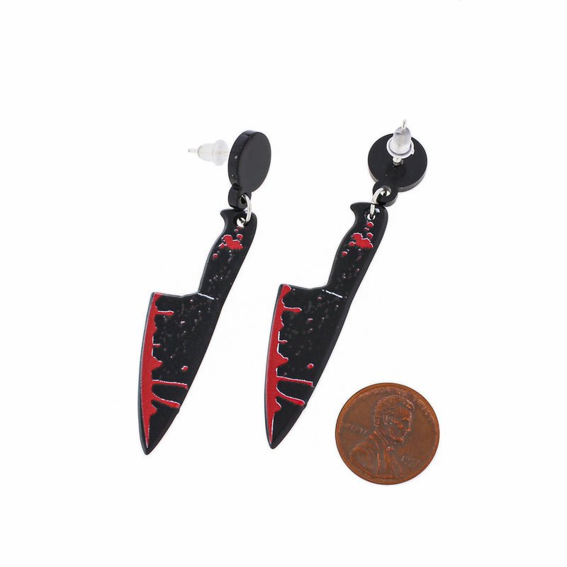 Boucles d'oreilles en acrylique - Clous de couteau d'horreur - 2 pièces 1 paire - ER624