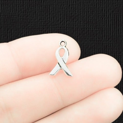 20 Awareness Ribbon Antique Silver Tone Charms - SC1471