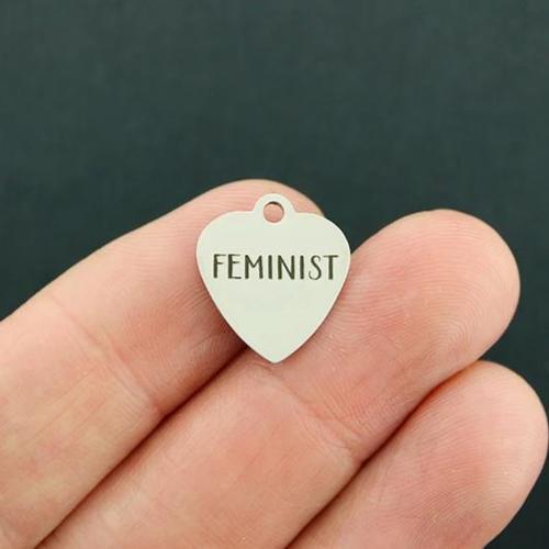 Feminist Stainless Steel Small Heart Charms - BFS012-4330