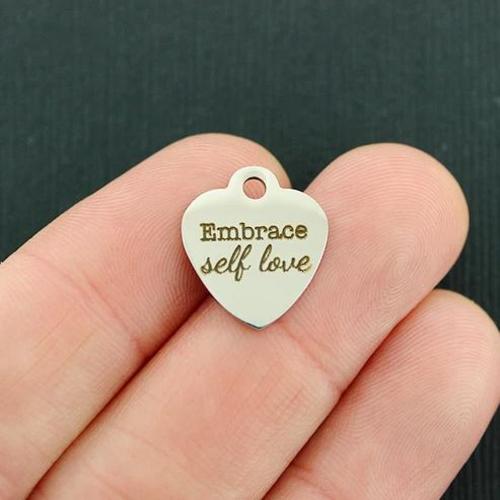 Embrace Self Love Stainless Steel Small Heart Charms - BFS012-4352