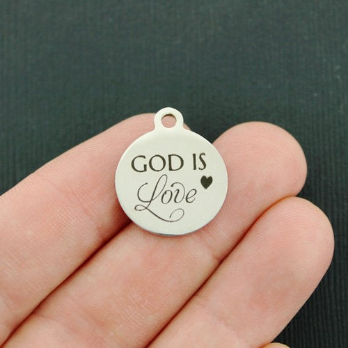 Dieu est amour Charms en acier inoxydable - BFS001-4357