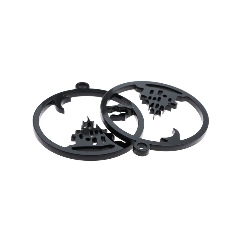 2 Castle Outline Acrylic Charms - K462
