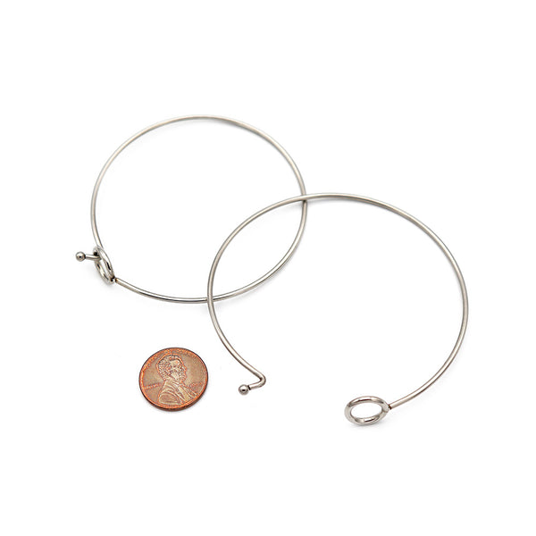 Bracelet à crochet en acier inoxydable 60 mm ID - 1,7 mm - 1 bracelet - N702