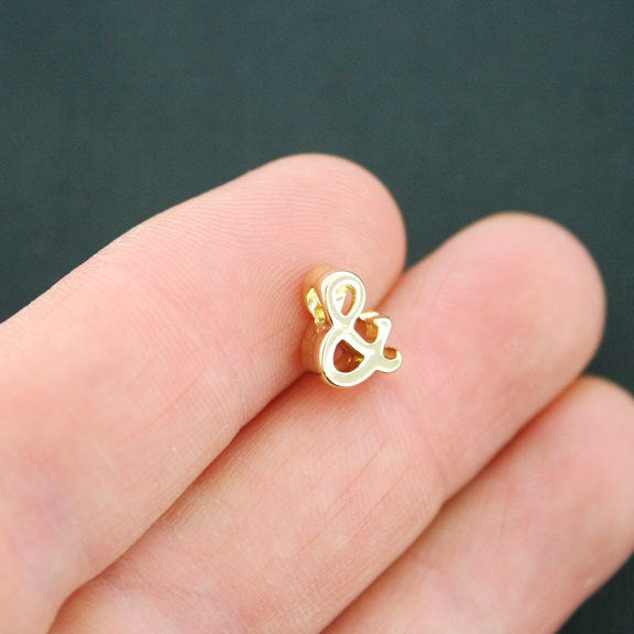 Letter & Spacer Beads 9mm x 4mm - Gold Tone - 4 Beads - GC664