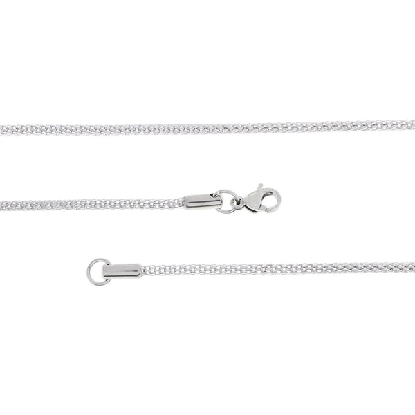 Collier chaîne serpent argenté 20" - 2mm - 1 collier - N505
