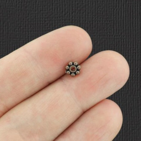 Perles intercalaires marguerite 6 mm - ton cuivre antique - 50 perles - BC580